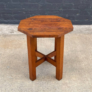 American Antique Mission Sculpted Oak Side Table by Stickley, c.1940’s