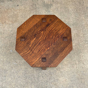 American Antique Mission Sculpted Oak Side Table by Stickley, c.1940’s