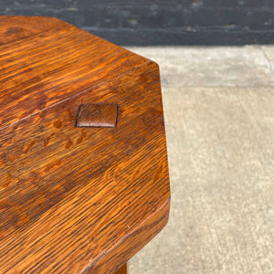 American Antique Mission Sculpted Oak Side Table by Stickley, c.1940’s