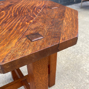 American Antique Mission Sculpted Oak Side Table by Stickley, c.1940’s
