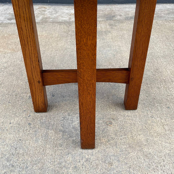 American Antique Mission Sculpted Oak Side Table by Stickley, c.1940’s