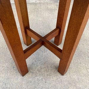 American Antique Mission Sculpted Oak Side Table by Stickley, c.1940’s