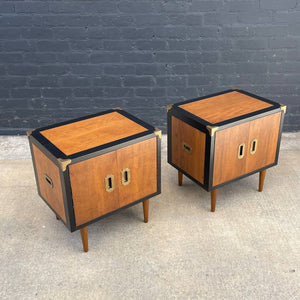 Mid-Century Modern Walnut Night Stands with Brass Accents by Glenn of California, c.1960’s