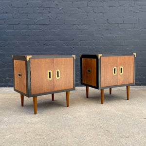 Mid-Century Modern Walnut Night Stands with Brass Accents by Glenn of California, c.1960’s