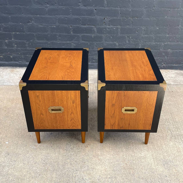 Mid-Century Modern Walnut Night Stands with Brass Accents by Glenn of California, c.1960’s