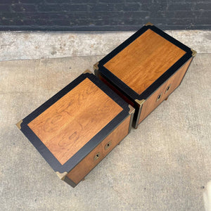 Mid-Century Modern Walnut Night Stands with Brass Accents by Glenn of California, c.1960’s