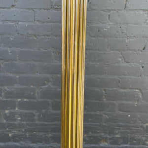 Antique Corinthian Column Brass Floor Lamp with Claw Feet & Original Shade, c.1950’s