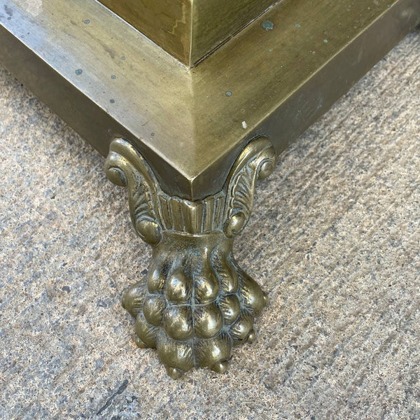 Antique Corinthian Column Brass Floor Lamp with Claw Feet & Original Shade, c.1950’s