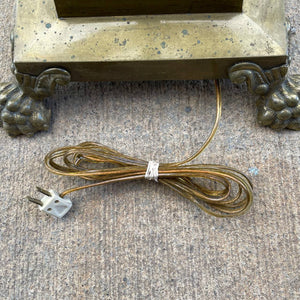 Antique Corinthian Column Brass Floor Lamp with Claw Feet & Original Shade, c.1950’s