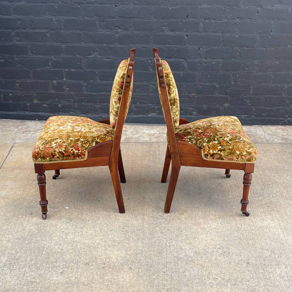 Pair of American Antique Eastlake Style Carved Side Chairs, c.1930’s