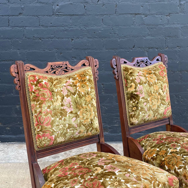 Pair of American Antique Eastlake Style Carved Side Chairs, c.1930’s