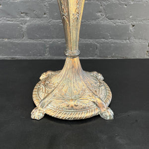Antique Bronze Table Lamp & Original Tiffany Glass Style Shade, c.1930’s