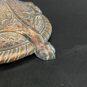 Antique Bronze Table Lamp & Original Tiffany Glass Style Shade, c.1930’s