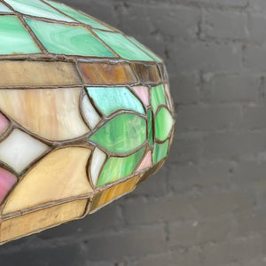 Antique Bronze Table Lamp & Original Tiffany Glass Style Shade, c.1930’s