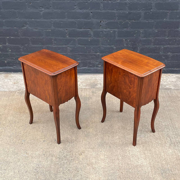 Pair of Antique French Provincial Carved Walnut Night Stands, c.1960’s