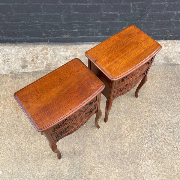 Pair of Antique French Provincial Carved Walnut Night Stands, c.1960’s