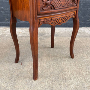 Pair of Antique French Provincial Carved Walnut Night Stands, c.1960’s