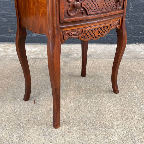 Pair of Antique French Provincial Carved Walnut Night Stands, c.1960’s