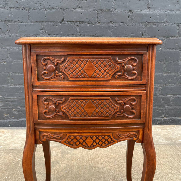 Pair of Antique French Provincial Carved Walnut Night Stands, c.1960’s