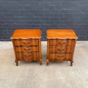 Pair of Antique French Provincial Carved Wood Night Stands, c.1960’s