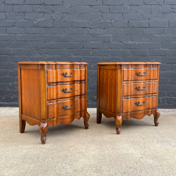 Pair of Antique French Provincial Carved Wood Night Stands, c.1960’s