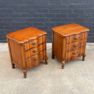 Pair of Antique French Provincial Carved Wood Night Stands, c.1960’s