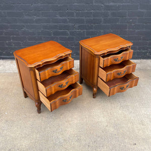 Pair of Antique French Provincial Carved Wood Night Stands, c.1960’s