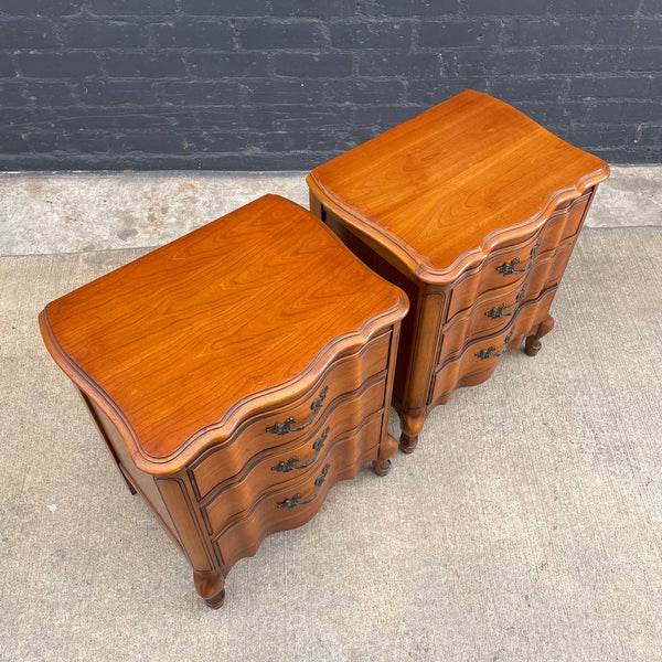 Pair of Antique French Provincial Carved Wood Night Stands, c.1960’s