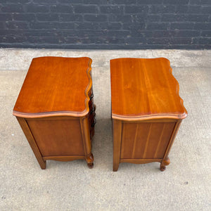 Pair of Antique French Provincial Carved Wood Night Stands, c.1960’s