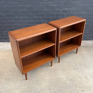 Pair of Mid-Century Modern Walnut Bookcase Cabinets with Adjustable Shelves, c.1960’s
