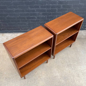 Pair of Mid-Century Modern Walnut Bookcase Cabinets with Adjustable Shelves, c.1960’s