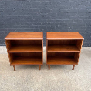 Pair of Mid-Century Modern Walnut Bookcase Cabinets with Adjustable Shelves, c.1960’s