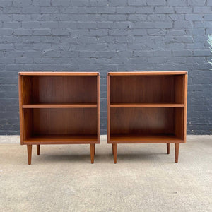 Pair of Mid-Century Modern Walnut Bookcase Cabinets with Adjustable Shelves, c.1960’s