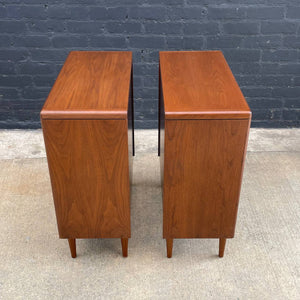 Pair of Mid-Century Modern Walnut Bookcase Cabinets with Adjustable Shelves, c.1960’s