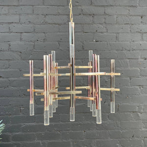 Italian Mid-Century Modern Chrome & Lucite Chandelier by Gaetano Sciolari, c.1960’s
