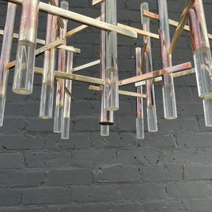 Italian Mid-Century Modern Chrome & Lucite Chandelier by Gaetano Sciolari, c.1960’s