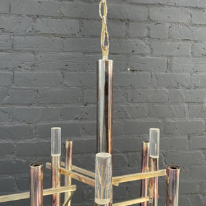 Italian Mid-Century Modern Chrome & Lucite Chandelier by Gaetano Sciolari, c.1960’s