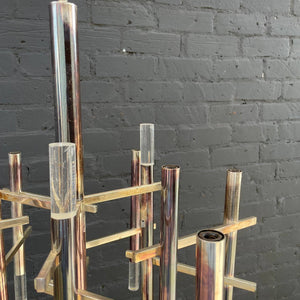 Italian Mid-Century Modern Chrome & Lucite Chandelier by Gaetano Sciolari, c.1960’s