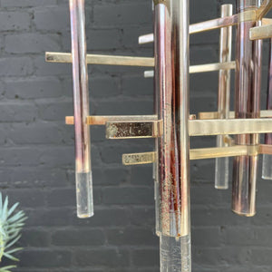 Italian Mid-Century Modern Chrome & Lucite Chandelier by Gaetano Sciolari, c.1960’s