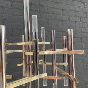 Italian Mid-Century Modern Chrome & Lucite Chandelier by Gaetano Sciolari, c.1960’s