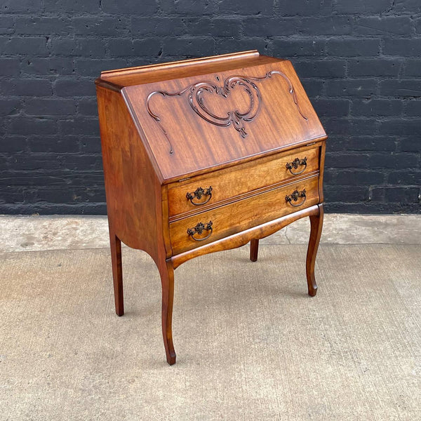 Antique French Provincial Mahogany Style Drop-Leaf Writing Desk, c.1960’s