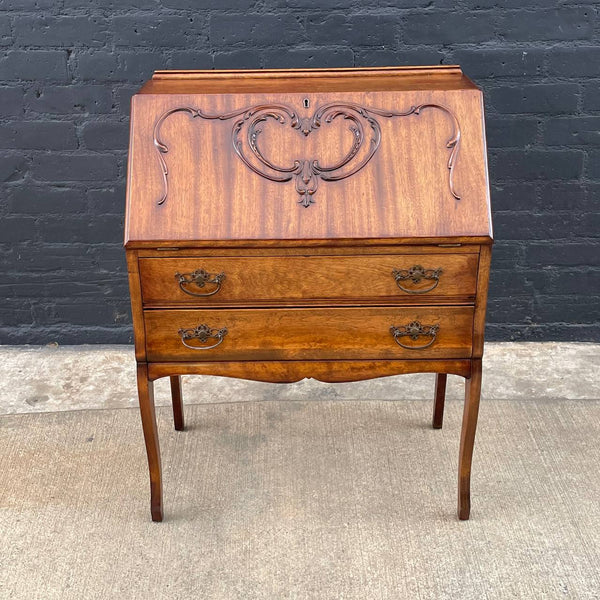 Antique French Provincial Mahogany Style Drop-Leaf Writing Desk, c.1960’s
