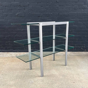 Mid-Century Modern 3-Tier Metal & Glass Bookshelf, c.1980’s