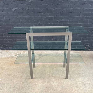 Mid-Century Modern 3-Tier Metal & Glass Bookshelf, c.1980’s