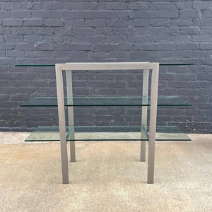 Mid-Century Modern 3-Tier Metal & Glass Bookshelf, c.1980’s