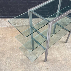 Mid-Century Modern 3-Tier Metal & Glass Bookshelf, c.1980’s