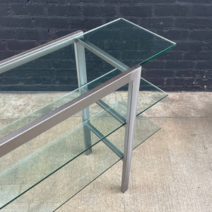 Mid-Century Modern 3-Tier Metal & Glass Bookshelf, c.1980’s