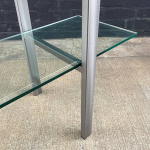 Mid-Century Modern 3-Tier Metal & Glass Bookshelf, c.1980’s