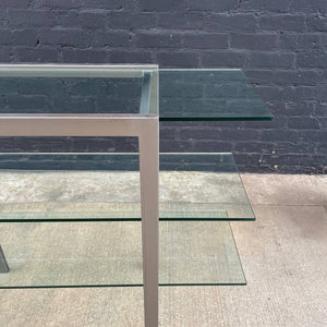 Mid-Century Modern 3-Tier Metal & Glass Bookshelf, c.1980’s