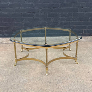 Mid-Century Modern Italian Brass & Glass Coffee Table with Hoof Feet, c.1960’s